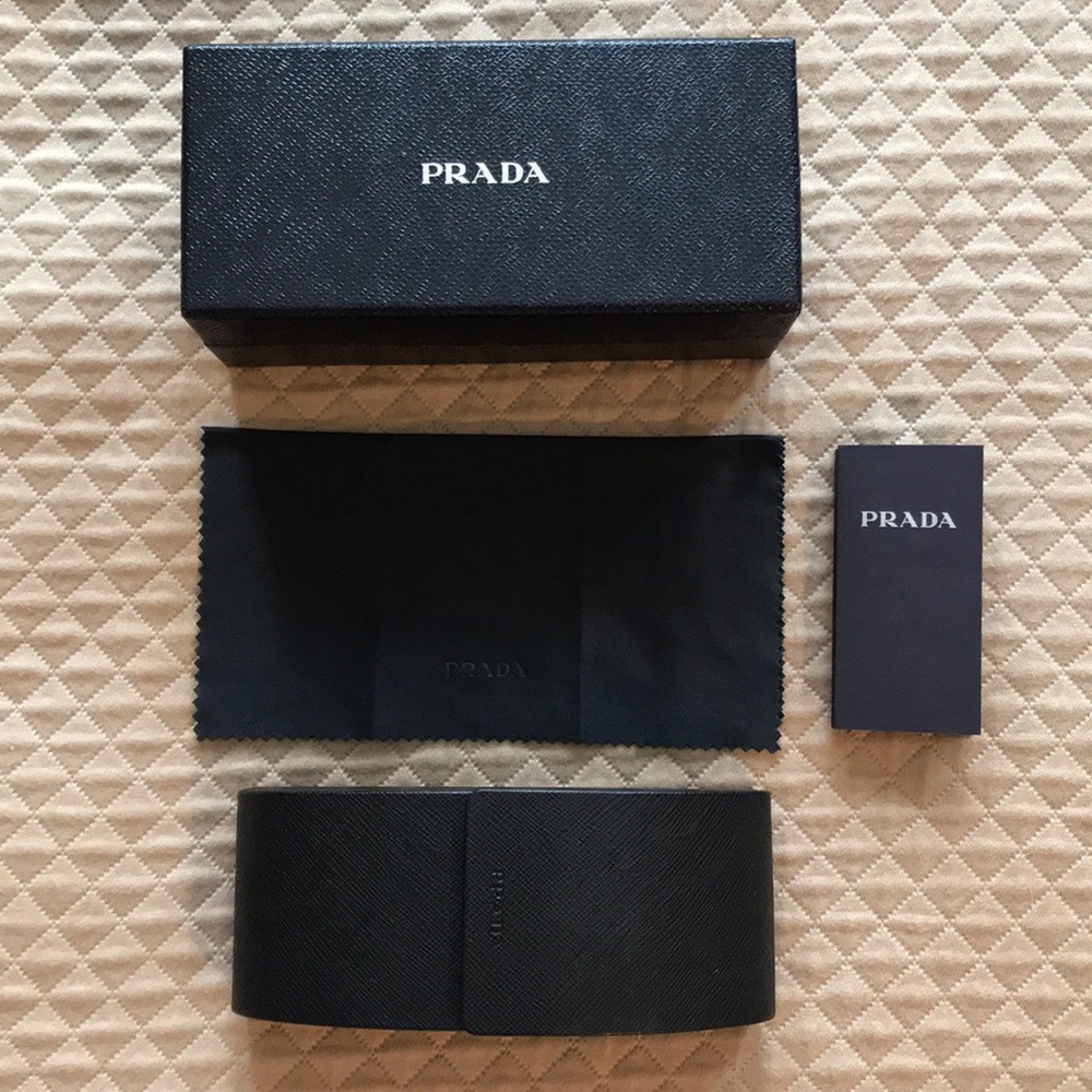 Prada sun glass box, case and cleaning cloth